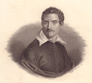 Portrait du peintre italien Domenico Zampieri dit Domenichino (1581-1641), gravure sur cuivre par A Locatelli
