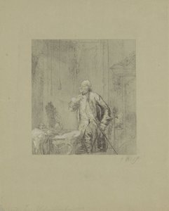 Homme devant un miroir dans un intérieur du XVIIIe siècle