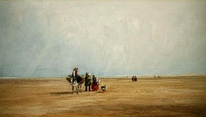 Figures avec un âne sur une plage française