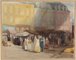 Scène de marché français, peut-être Boulogne - David Cox the elder
