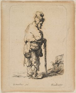 Mendiant appuyé sur un bâton, n.d.