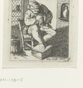 Homme fumant une pipe sur une chaise