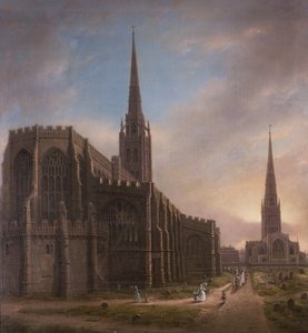 Églises St. Michaels et Sainte-Trinité, depuis le nord-est, Coventry, 1849