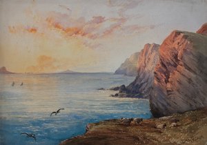 Côte du Dorset au coucher du soleil