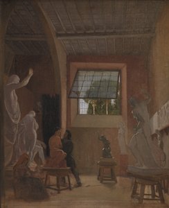 Le sculpteur Jens Adolph Jerichau dans son atelier à Rome