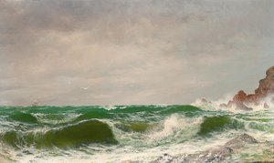 Vagues se brisant sur une côte rocheuse, 1885 - David James