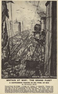 Un cuirassé prenant du carburant en mer, Première Guerre mondiale - David Muirhead Bone