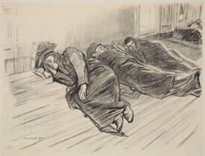 Blessés marchant dormant sur le pont, illustration de 