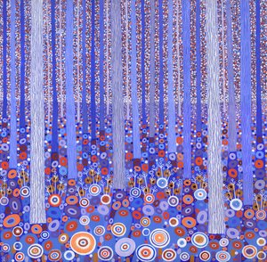 Forêt bleu-orange, 2015 (acrylique sur toile) - David Newton
