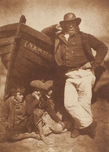 James Linton et trois garçons, Newhaven, 1843-47, imprimé vers 1916. Créateurs : David Octavius Hill, Robert Adamson, Hill & Adamson