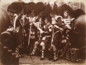 Officier des 92nd Gordon Highlanders lisant aux troupes, château d