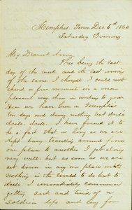 Lettre de D. P. Grier, Memphis, Tenn., à Anna McKinney, 6 décembre 1862