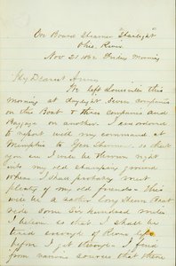 Lettre de D. P. Grier, à bord du Steamer Starlight, Ohio River, à Anna McKinney, 21 novembre 1862 - David Perkins Grier