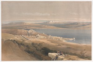 Ville de Tibériade sur la mer de Galilée, vue vers Hébron