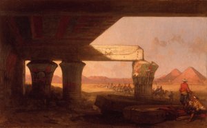 Paysage égyptien avec une vue lointaine des pyramides - David Roberts