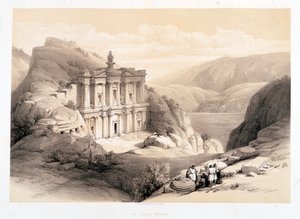 El Deir, Pétra, dessin réalisé le 08/03/1839 dans « La Terre Sainte », Londres-1849