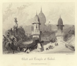 Ghat et temple à Gokul