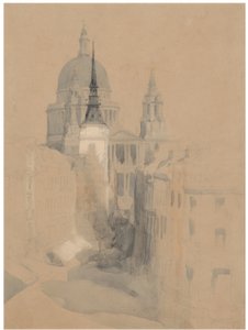 Croquis de la cathédrale Saint-Paul, Londres, depuis Ludgate Circus - David Roberts