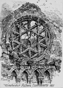 La fenêtre circulaire de la salle de Winchester House, Palais de Winchester, Southwark, 1835, 1912 - David Roberts