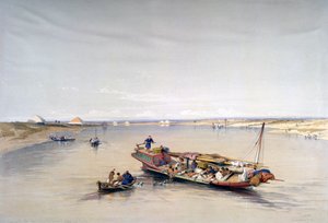 Le Nil en direction des pyramides de Dahshur et Saqqarah, 19ème siècle