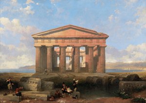 Le temple de Neptune à Paestum - David Roberts