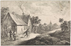 Hameau de paysans avec figures