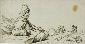 Homme se reposant dans un paysage