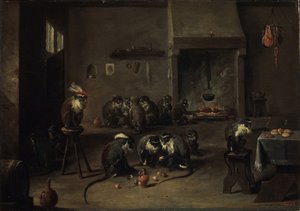 Singes dans la cuisine, années 1640