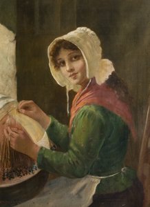 Jeune femme faisant de la dentelle, fin 19e-début 20e siècle - David W. Haddon