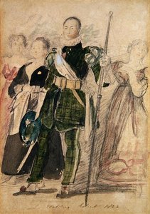 Un archer et un groupe de femmes au palais de Holyrood lors de la visite du roi