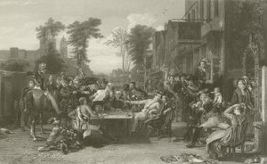 Les pensionnaires de Chelsea lisant la Gazette de la bataille de Waterloo