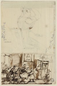 Personnes à une table (recto), et étude pour toilette de cottage (verso) - David Wilkie