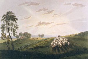 Après-midi, vue dans le Surrey, illustration de A Treatise on Landscape Painting and Effect in Water Colours, 1841