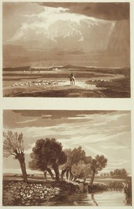 Un effet après une tempête... et effet transitoire, vue dans Battersea Marsh, illustrations de A Treatise on Landscape and Effect in Water Colours, 1841