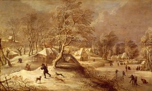 Le vieux village sous la neige - David Teniers the Elder