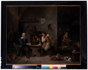 Personnages jouant dans une taverne
