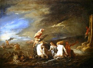 Leander noyé porté par des Néréides