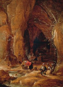 Vagabonds et lavandières dans une grotte