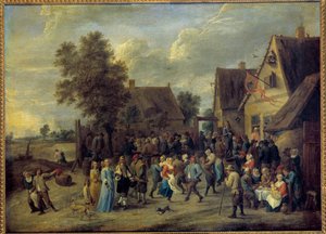 Fête de village avec couple aristocratique