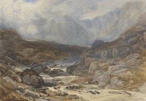 Scène de montagne galloise avec rivière torrentielle