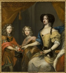 Princesse Anne Sophie de Danemark et ses deux fils, Jean Georges IV de Saxe et Frederic Auguste de Saxe - David von Krafft