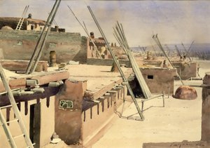 Rue dans le Pueblo de Zuni, Nouveau-Mexique, 1888 - De Lancey Gill