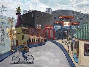 Chinatown Portland, 2018 (acrylique sur toile) - Deborah Eve Alastra