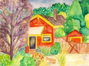 Maison rouge, 2016 (aquarelle) - Deborah Eve Alastra