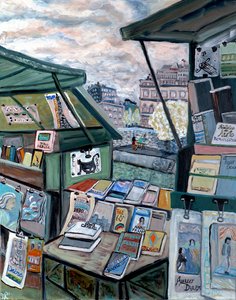 Boutiques sur la Seine, 2022 (acrylique sur toile) - Deborah Eve Alastra