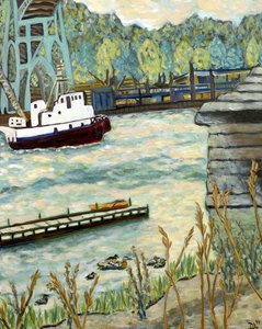 Sous le pont St-Jean, 2019 (acrylique sur toile) - Deborah Eve Alastra