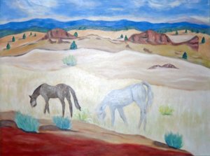 Wild Horses Warm Springs, 2011 (acrylique sur toile) - Deborah Eve Alastra