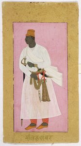 Portrait de Malik Ambar, inscrit en Devanagari, 