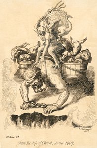 Homme chevauché par un démon (gravure) - Delamotte Delamotte