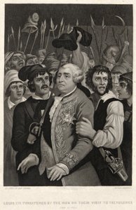 Louis XVI menacé par la foule lors de leur visite aux Tuileries, 20 juin 1792
